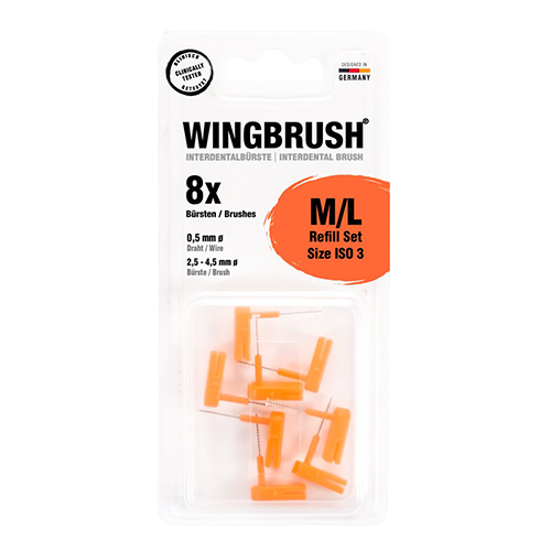 WINGBRUSH Set de recharges de brosses interdentaires  - Hygiène dentaire approfondie avec un grand confort d'utilisation ﻿